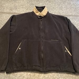 Vintage Polo Sport Ralph Lauren Full Zip Fleece Jacket Large Black Khaki USA 90s